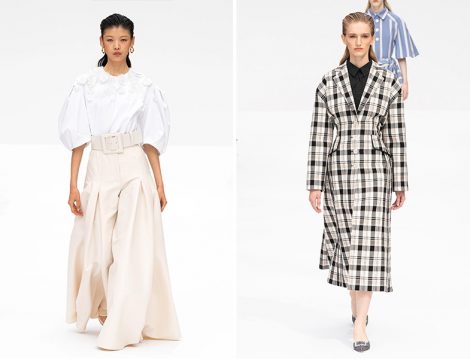 Carolina Herrera 2020 İlkbahar – Yaz Pileli Pantolon Etek ve Ekose Pardösü
