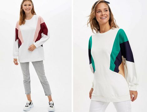 DeFacto Renk Bloklu Sweat Tunik
