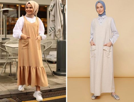 Emma Butiq Jile - Mnatural Krem Doğal Kumaşlı Kolsuz Elbise