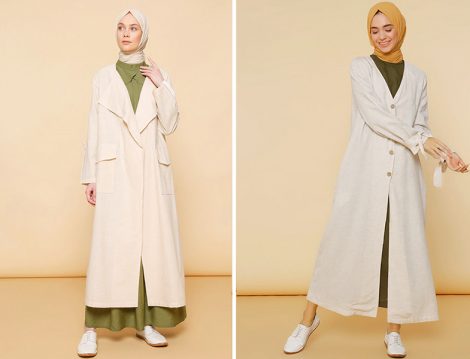 Mnatural Arkası Düğme Detaylı Ferace - Mnatural Cepli Trençkot