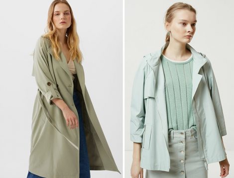 Stradivarius Uzun Dökümlü Trençkot -Yargıcı Kapüşonlu Yağmurluk