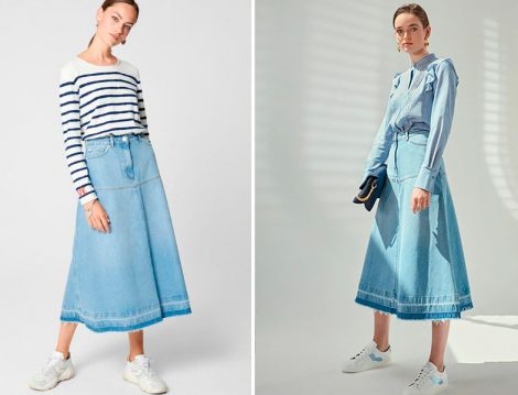 Escada Midi Denim Etek