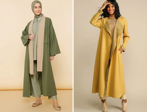 Mnatural Haki Doğal Kumaşlı Garnili Kap - YAQA Yağ Yeşili Şal Yaka Kap
