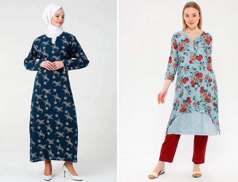 Elis Şile Bezi Baskılı Elbise ve Desenli Tunik