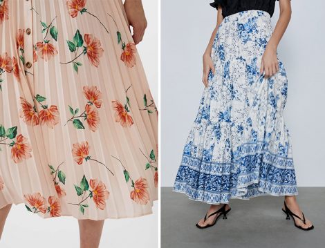 Zara ve Stradivarius Çiçek Desenli Pileli Etek