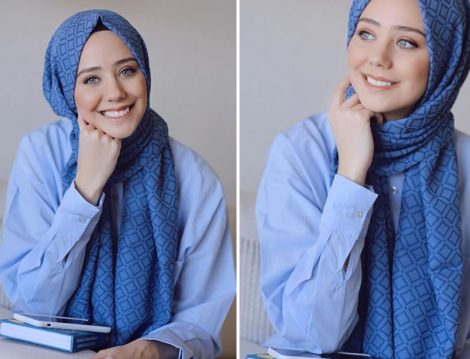 Mavi Tesettür Şal Modeli