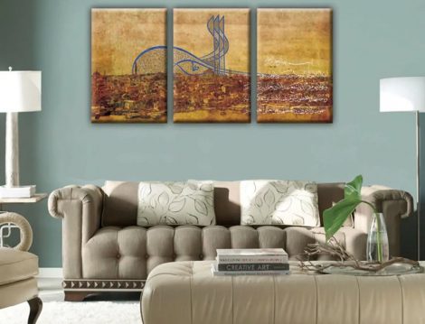 Arttablo İstanbul Osmanlı Ve İslami 3 Parçalı Kanvas Tablo