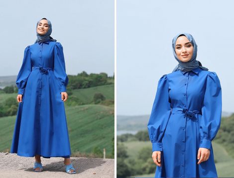 Sena Sever - Etha Kemer Detaylı Poplin Gömlek Elbise