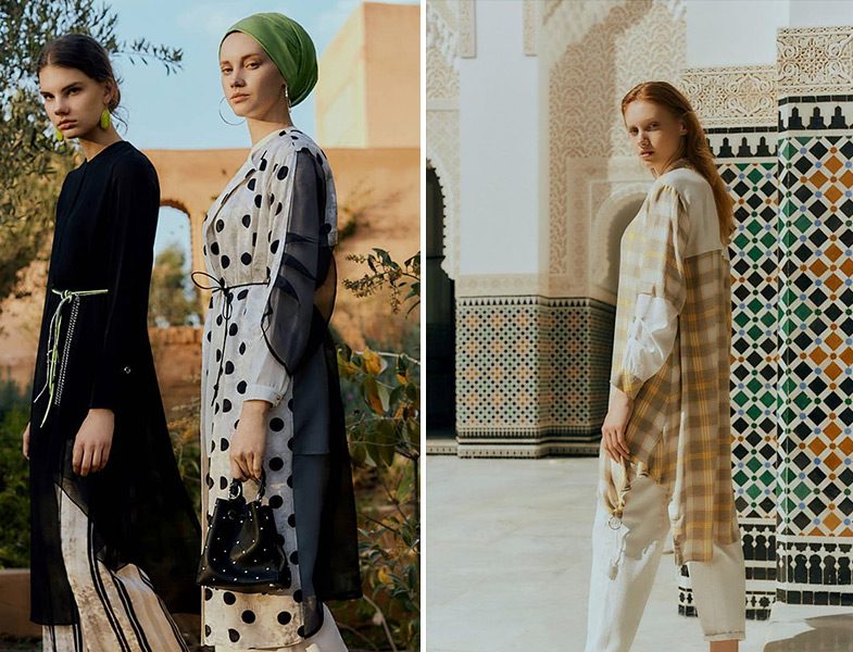 Zühre Ekru-Siyah Puantiye Desen & Kemer Detaylı Takım - Zühre Ekru-Oranj Ekose Desenli Tunik