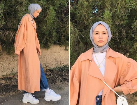 Fatma Vera - Mina Aişe Trençkot, Pantolon ve Şal