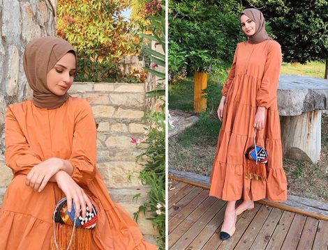 Meryem Merve Batu - TERZİ DÜKKANI Kiremit Bianca Elbise