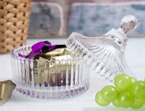 Mien Kesme Kristal Çizgili Cam Şekerlik