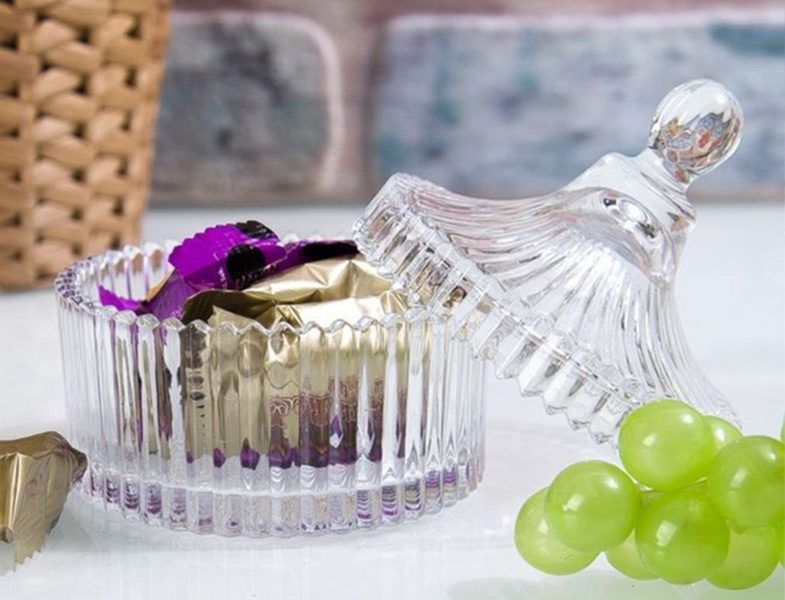 Mien Kesme Kristal Çizgili Cam Şekerlik