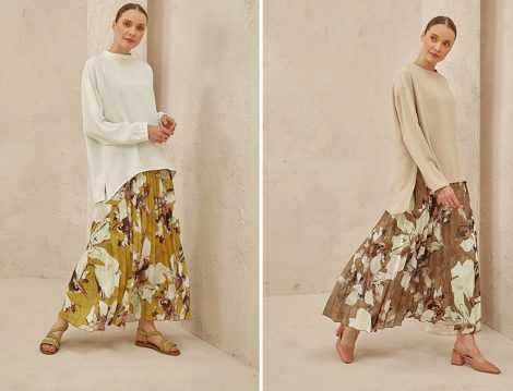Terzi Dükkanı Floral Plise Etek