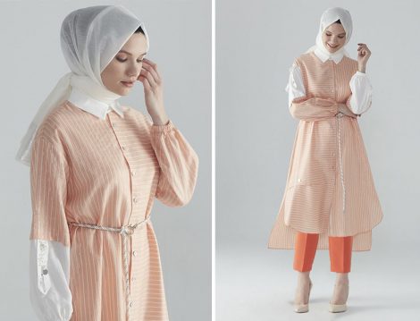 Zühre Oranj-Ekru Kemerli & İşleme Detaylı Tunik - Zühre Oranj Pantolon