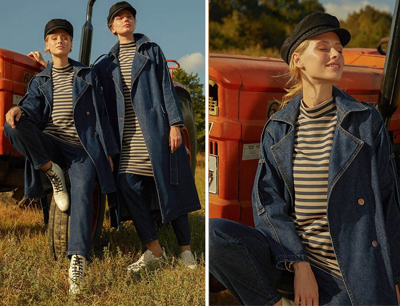 HE-QA Mavi Baggy Jean - HE-QA Mavi Kısa Denim Trençkot
