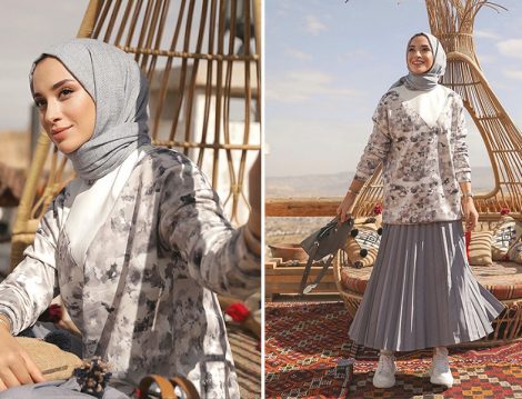 Kadriye Baştürk Gri Pliseli Etek ve Desenli Sweat(Sena Sever)