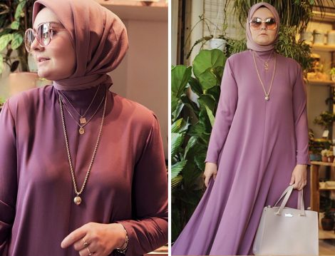 Merve Dağlı Forladies Mor Elbise