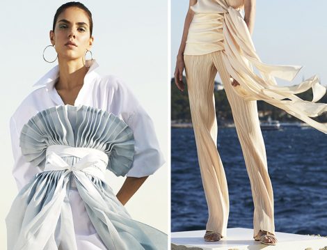 Özgür Masur MBFWI SS21 (Fiyonk,drape ve plise detaylı tasarımlar)
