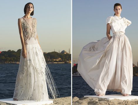 Özgür Masur MBFWI SS21 (Taşlı Elbise ve Ekru Etek-Bluz)