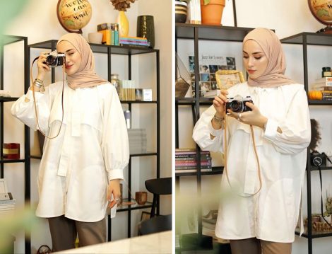 Freshscarf Penye Şal -Manuka Beyaz Gömlek (Sena Sever)