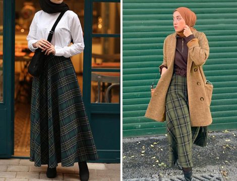 Ceylan Otantik Ekose Etek - Eliza Moda Taba Kadife Ceket