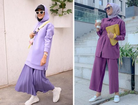 Gizce Etek- Gootrend Lila Sweat - Marka Liste Kemerli Takım (Büşra Nur)
