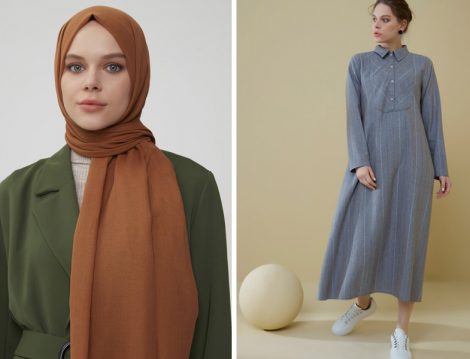 Normcore Pamuklu Şal ve Çizgili Elbise