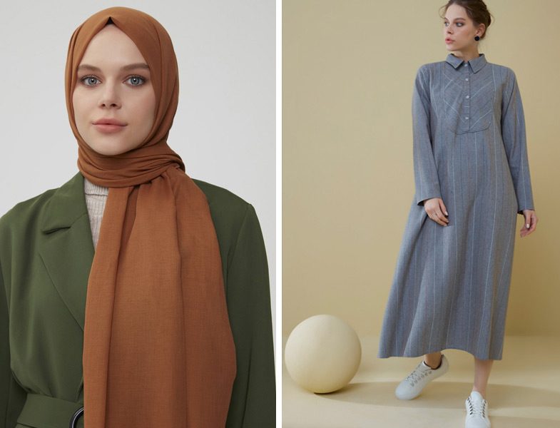 Normcore Pamuklu Şal ve Çizgili Elbise