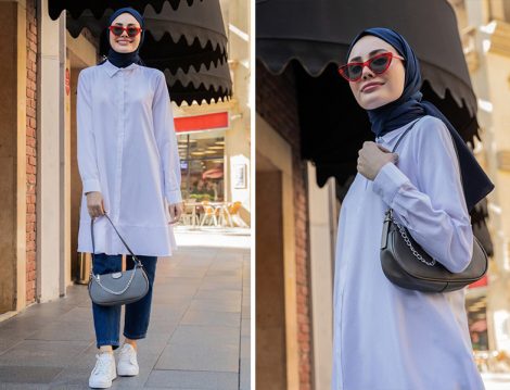 Everyday Basic Beyaz Düğmeli Mevlana Gömlek (From Şule)