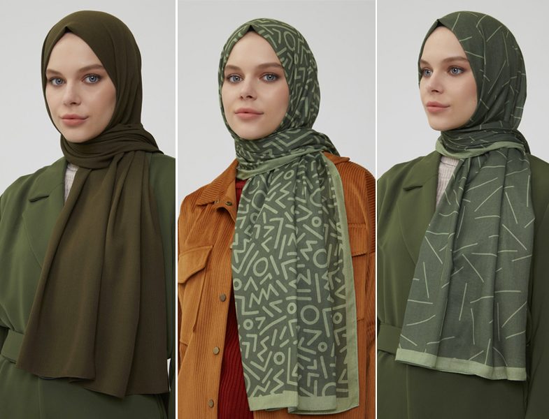 Normcore Haki Desenli Şal Modelleri 2021