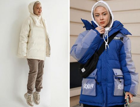 Hummel Beyaz Şişme Mont - Herschel Supply Mavi Şişme Mont (Büşra Köse Aktaş)
