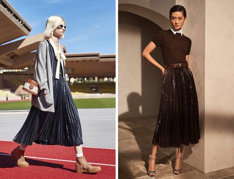 Celine Parıltılı Pliseli Etek - Ralph Lauren Parıltılı Pliseli Etek