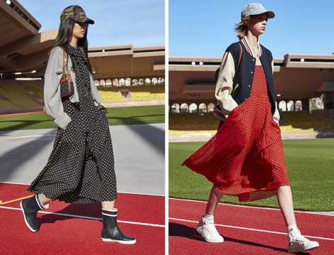 Celine Puantiye Elbise ve Bomber Ceket