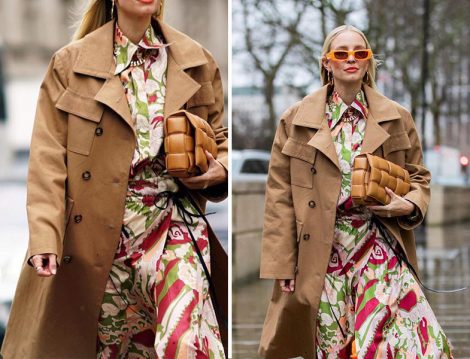Desenli Elbise - Oversized Trençkot Kombini