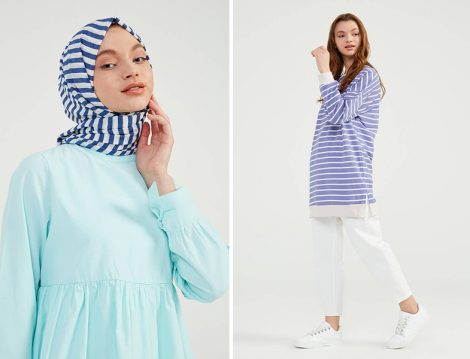 Normcore Çizgili Şal ve Normcore Çizgili Tunik
