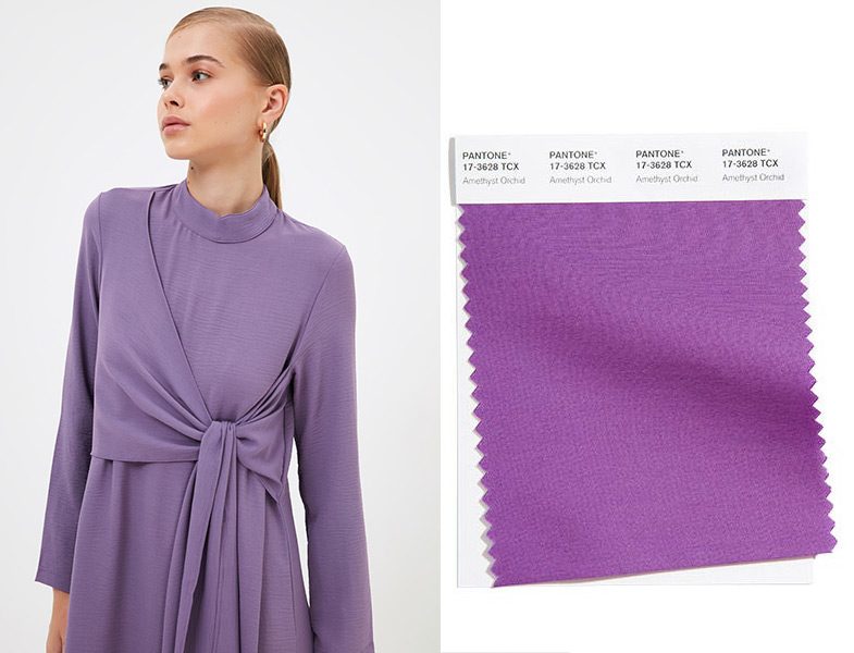 Trendyol Modest Bağlamalı Elbise - 2021 Pantone Yaz Renkleri Orkide