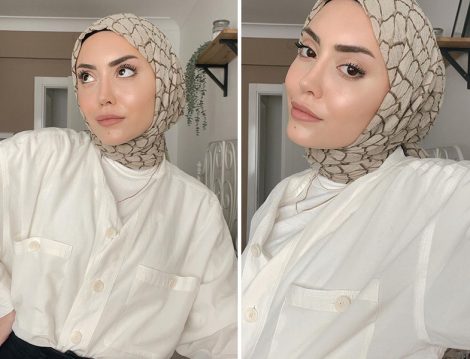 Maviden Scarf Desenli Şal - Rimel Aşkına Hilal