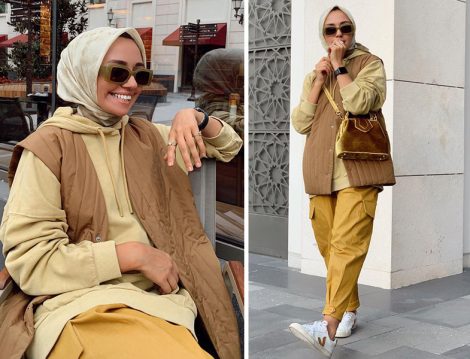 Cos Store Kapitone Yelek & Mavi Kapişonlu Sweat & Qooq Store Pantolon -Hülya Aslan