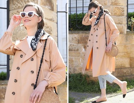 Normcore Camel Arkası Düğmeli Trençkot