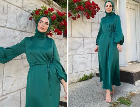 Fuga Design Zümrüt Abiye Elbise - Elif Küçüksarı
