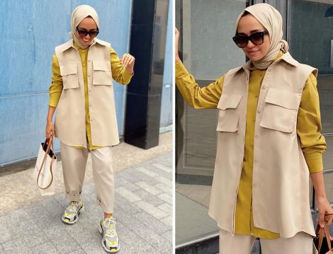 Qooq Store Sarı Gömlek Bej Pantolon-Yelek(Hülya Aslan)