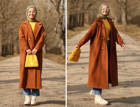 By Mimoza Oversize Kaşe Astarlı Kaban - Harmandalı Ahsen