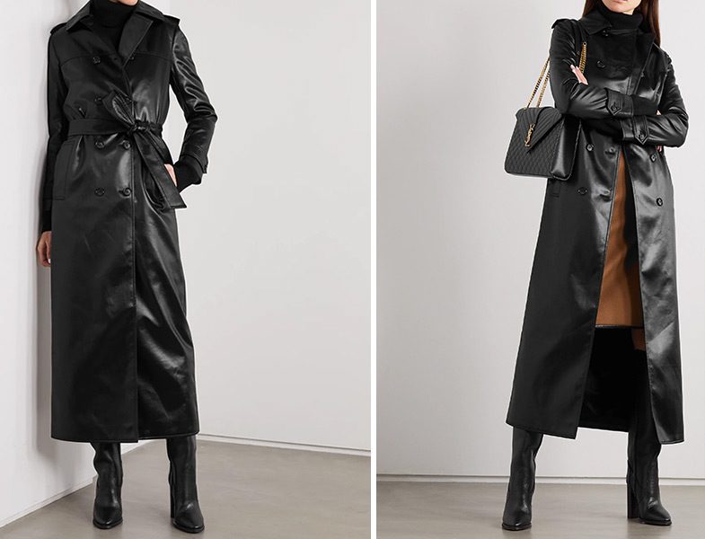 Saint Laurent Kemerli Suni Deri Trençkot