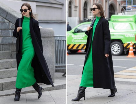 Zara Triko Elbise - Cos Stores Maksi Palto- Massimo Dutti Çizme Kombini