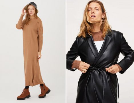 Normcore Triko Elbise ve Mango Deri Ceket Kombini
