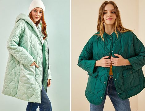 Bianco Lucci Mint Yeşili Kapitone Mont - Happiness İst. Yeşil Kapitone Mont