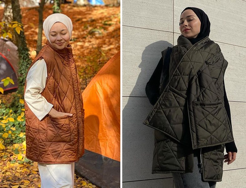 Ceylan Otantik Kapitone Yelek ve Atkı - Harmandalı Ahsen ve Rümeysa Yağcı