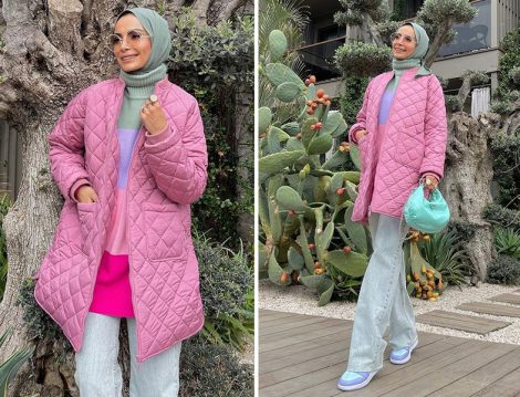 Kadriye Baştürk Pembe Kapitone Mont