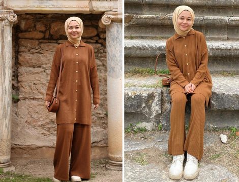 Mila Stil Kahve Triko Takım - Harmandalı Ahsen